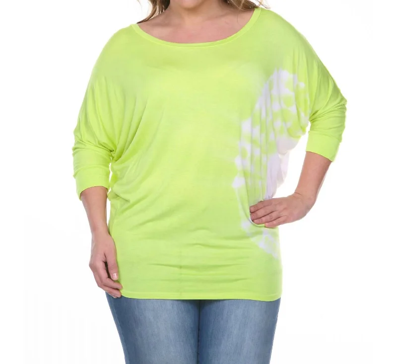 Tie Dye Tunic Top - Plus In Lime Green