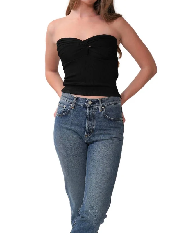 Tonia Twist Tube Top In Black