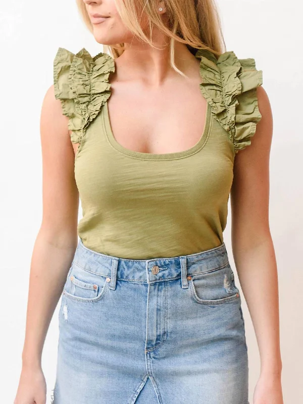 Valentina Ruffled Tank In Lichen