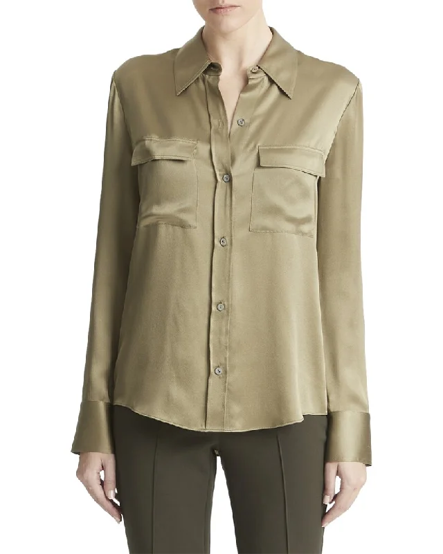 Vince Chest Pocket Silk Blouse