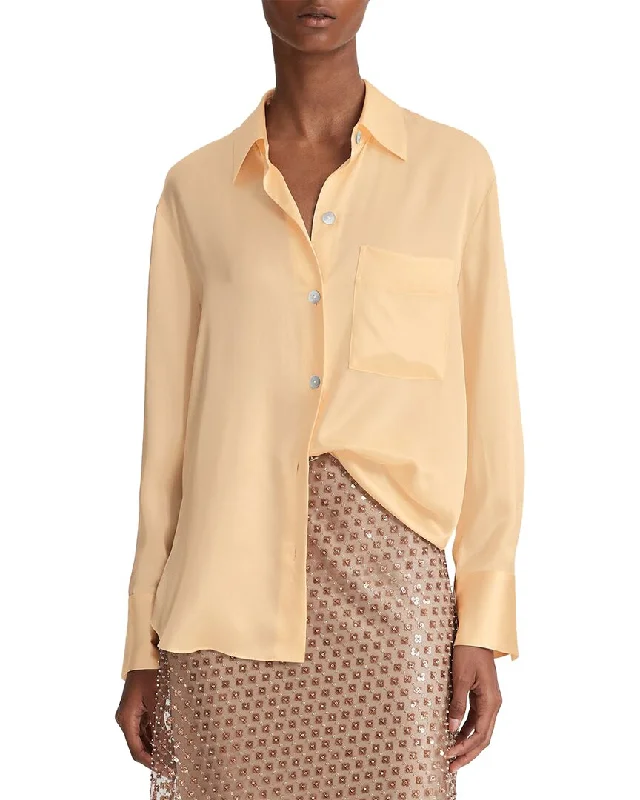 Vince Relaxed Chest Pocket Silk Blouse