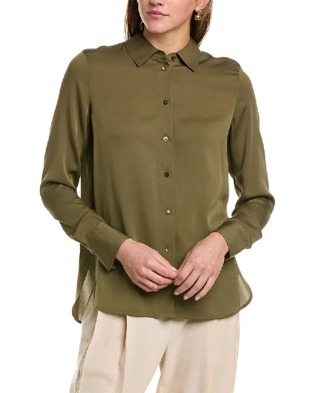 Vince Slim Fitted Silk-Blend Blouse