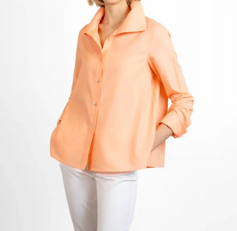 Wide Collar Linen Blouse In Cantaloupe