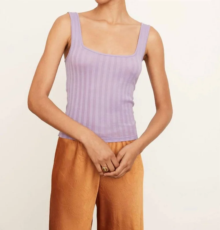 Wide Rib Square Neck Tank In Dark Lilac