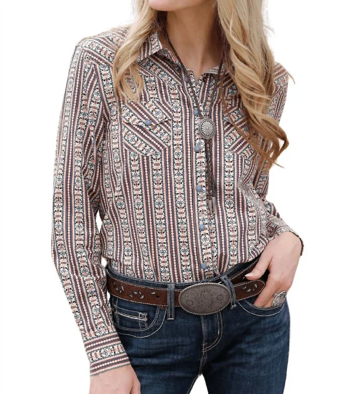 Women's Button Down Shirt In Multi Color