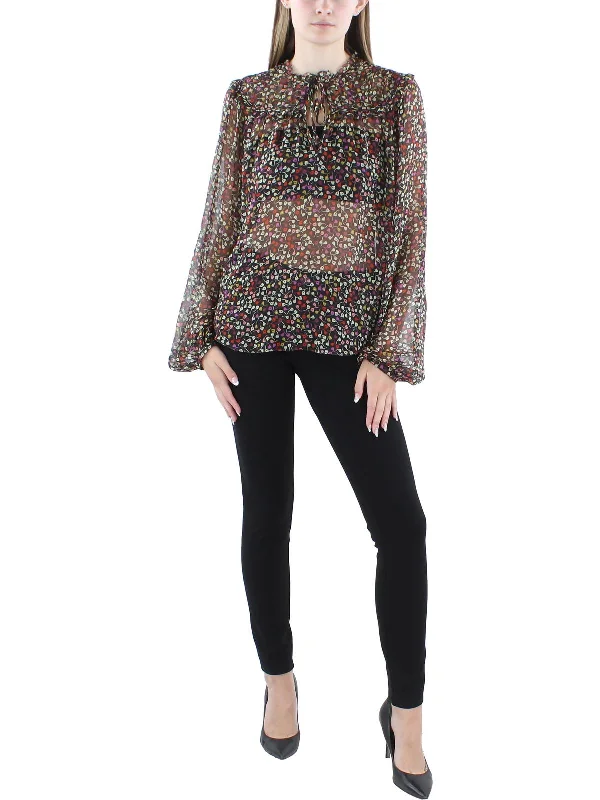 Womens Chiffon Floral Print Blouse