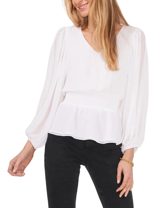 Womens Chiffon V-Neck Blouse