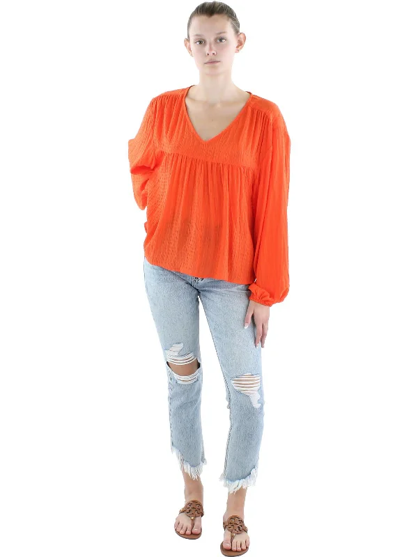 Womens Chiffon V-Neck Blouse