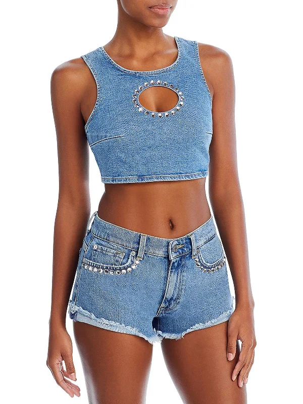 Womens Cutout Cropped Shell