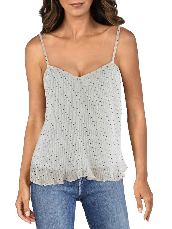 Womens Dotted V-Neck Cropped