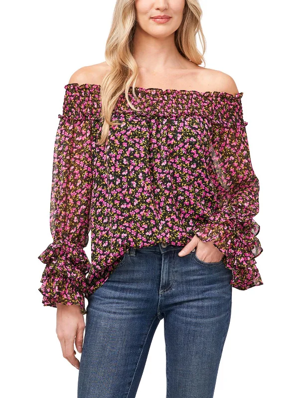 Womens Floral Print Polyester Blouse