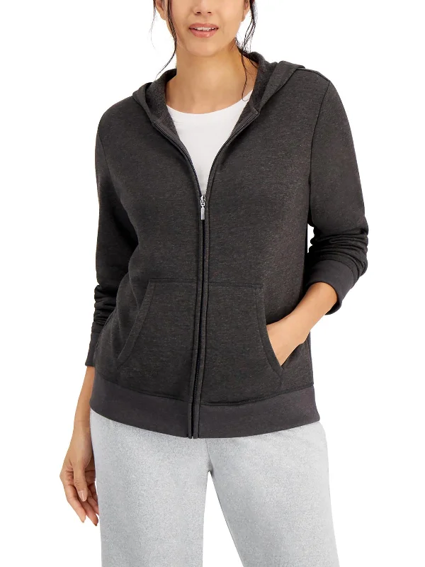 Womens Heathered Fleece Zip Hoodie