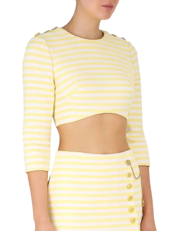 Women's High Tide Crop Bodice In Yellow-Cream Stripe