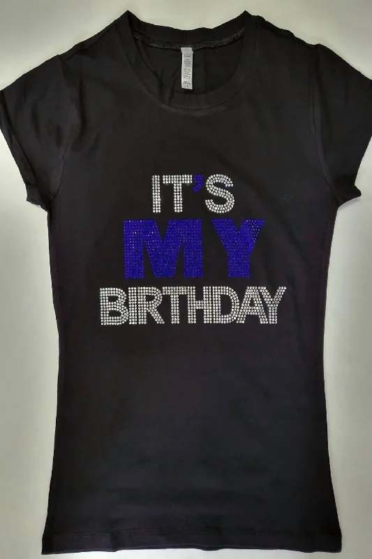 Women's It's My Birthday Tee In Black/blue