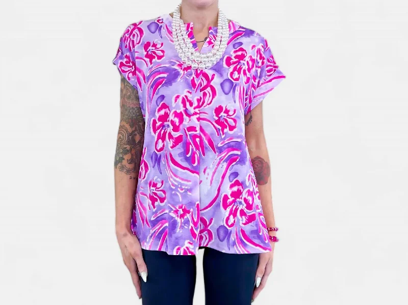 Women's Lizzy Short Sleeve Top In Pink/purple