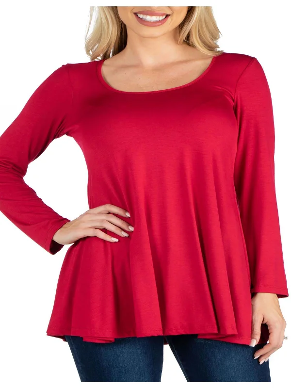 Womens Long Sleeve Stretch Tunic Top