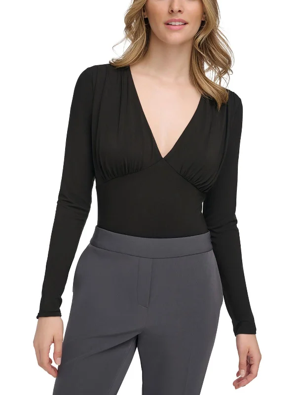 Womens Long Sleeve V-Neck Bodysuit