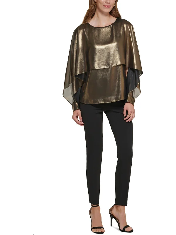 Womens Metallic Layered Blouse