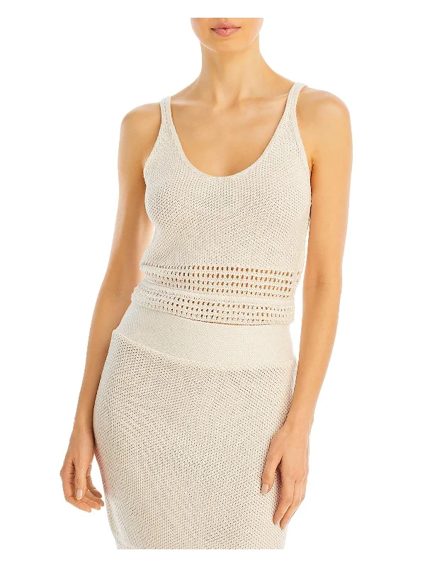 Womens Pointelle Scoop-Neck Tank Top