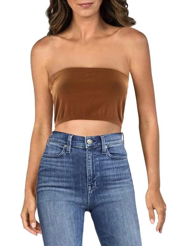 Womens Ribbed Tube Top Cropped