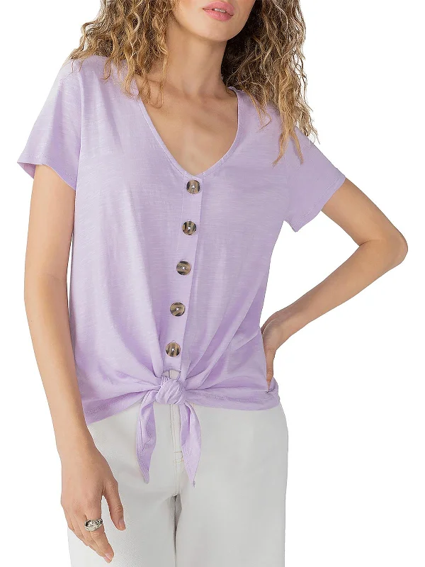 Womens Side Tie Cotton Blouse