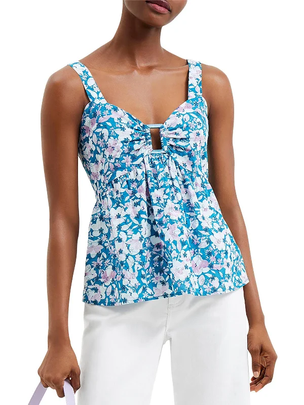 Womens Sleeveless Cutout Peplum Top