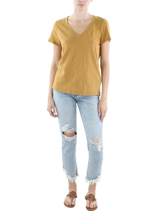 Womens Slub V-Neck Pullover Top