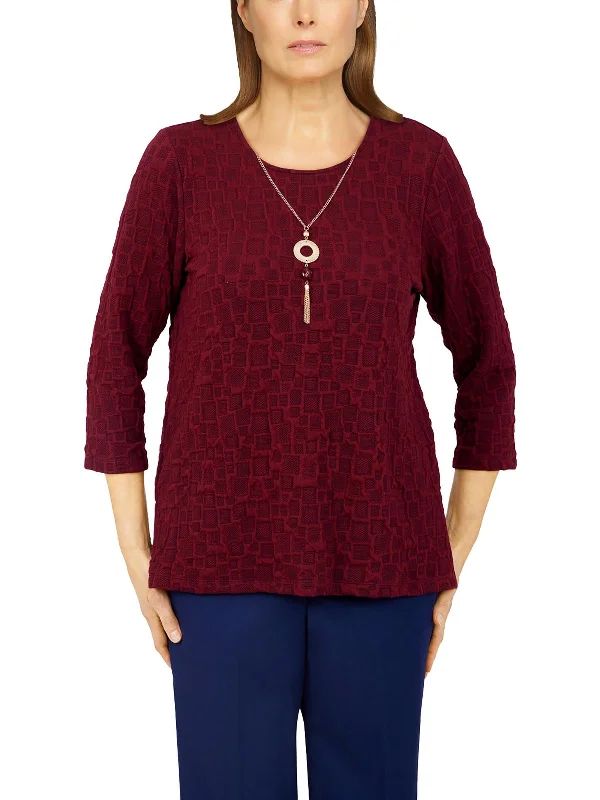 Womens Solid Polyester Pullover Top