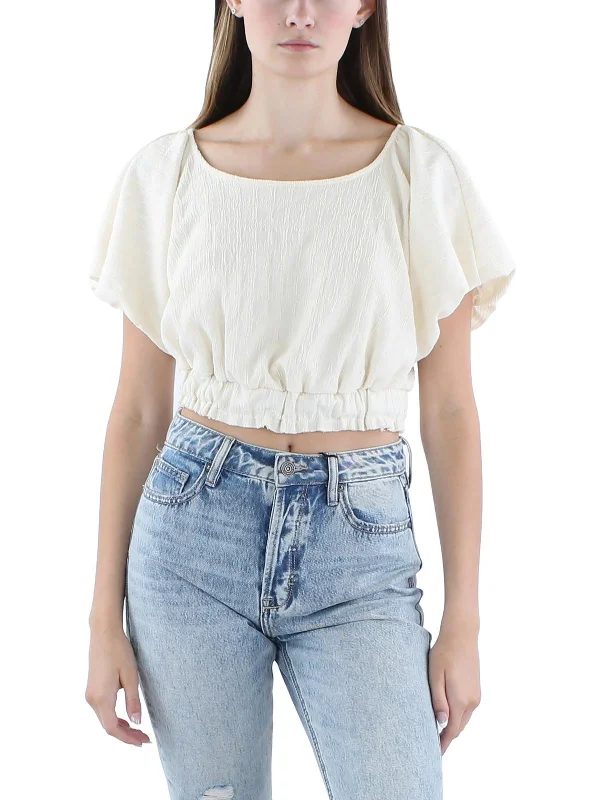 Womens Textured Polyester Cropped