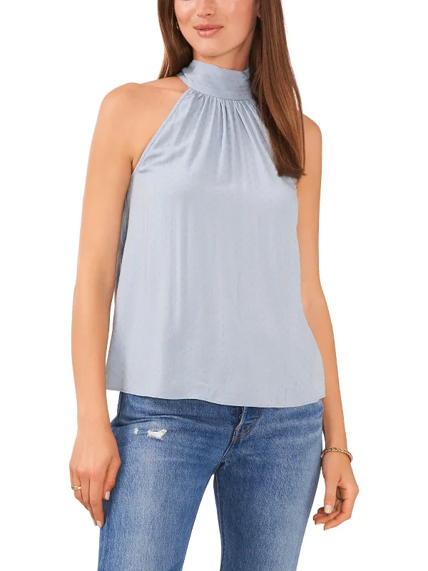 Womens Textured Rayon Halter Top