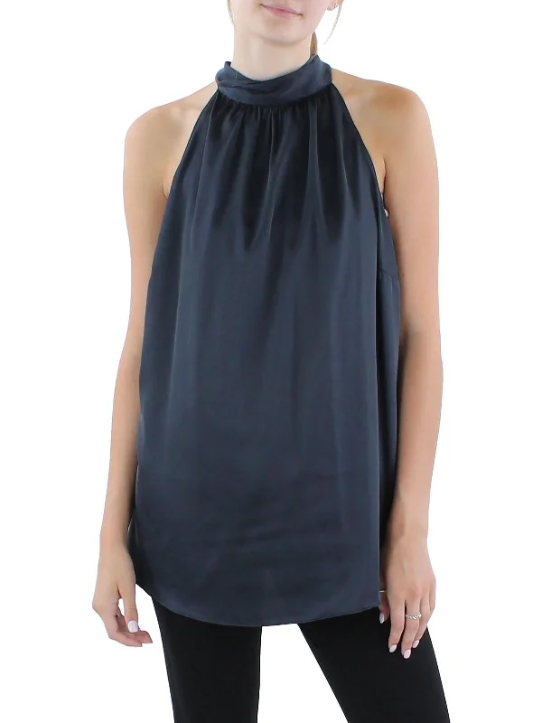 Womens Tie-Neck Shell Halter Top