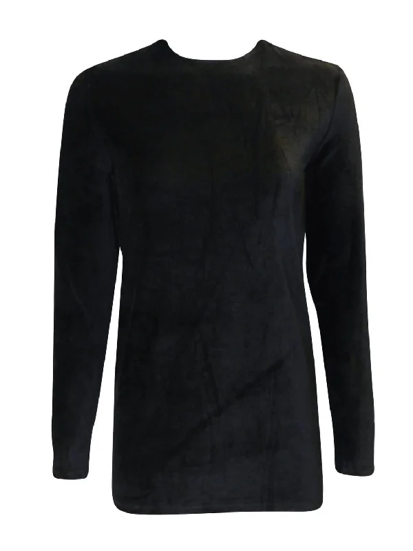 Women's Velour Sport Top In Black