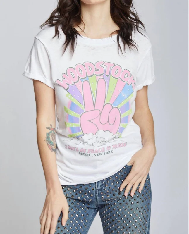 Woodstock Burn Out Tee In White