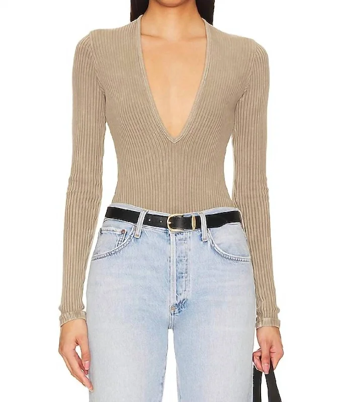 Zena Ribbed Bodysuit In Trail