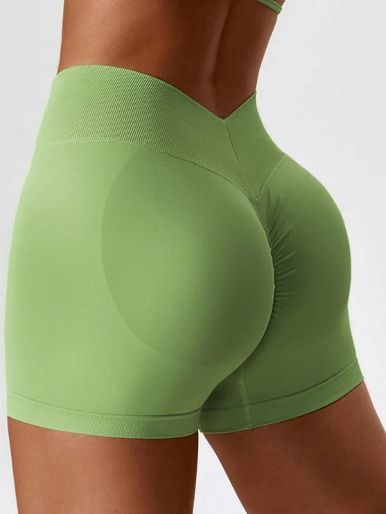 ZASUWA Female Quick-dry V-shaped Waist Scrunch Bum Spandex Gym Booty Shorts