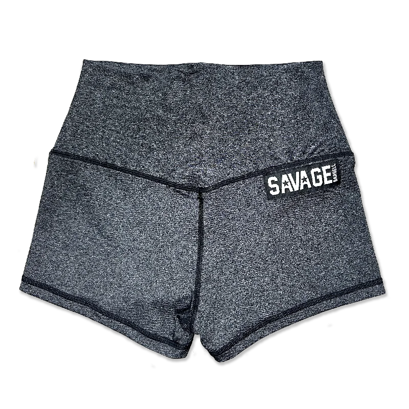 High Waist Booty Shorts - Heather Black